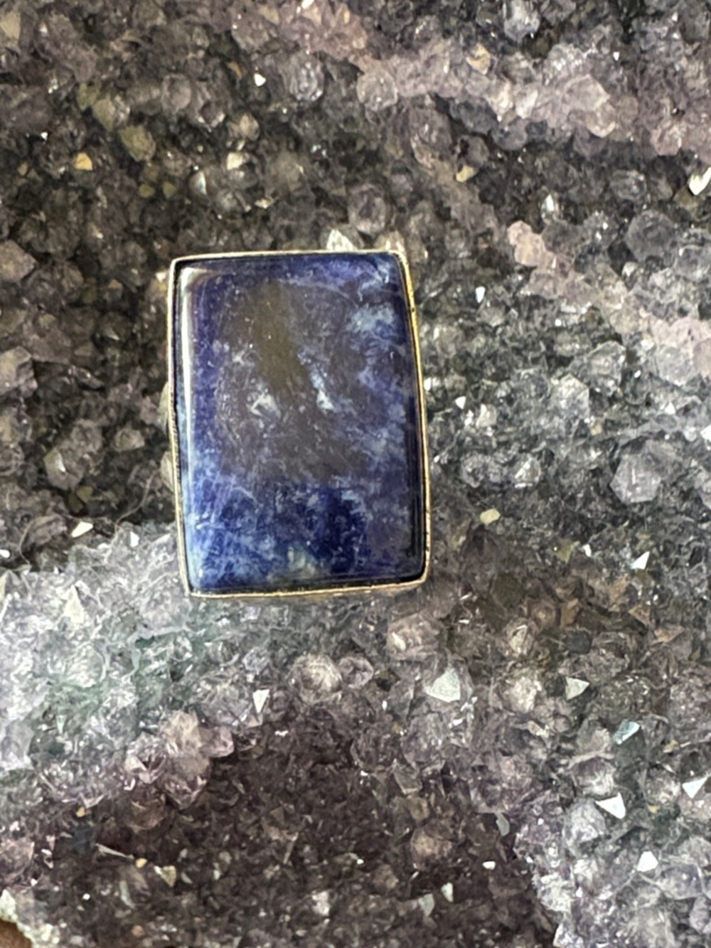 Blue Sodalite Rectangular Silver ring - Picture 2 of 6